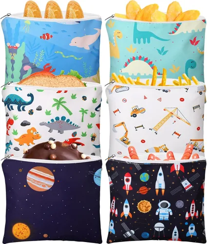 Vista 8 de Chumia 6 Bolsas Reutilizables para Refrigerios Regalos de Navidad Seguridad Alimentaria Bolsas Lavables para Refrigerios Almuerzo con Cremallera