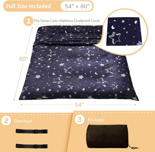 Vista 376 de Colchón futón japonés de piso gris constelación, de piso tatami, portátil, para acampar, para niños, sofá cama plegable enrollable con protector