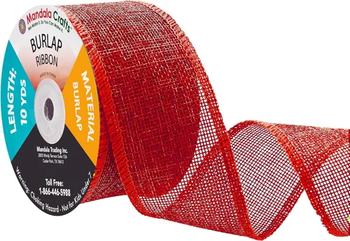 Vista 121 de Mandala Crafts Cinta de arpillera rosa con alambre de 1 pulgada de ancho para manualidades, rollo de 10 yardas de cinta rústica de arpillera