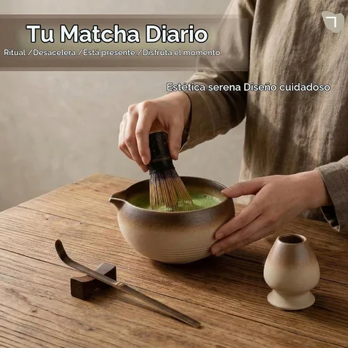 Vista 5 de Juego de matcha, juego de batidor de matcha de 5 piezas con Beige