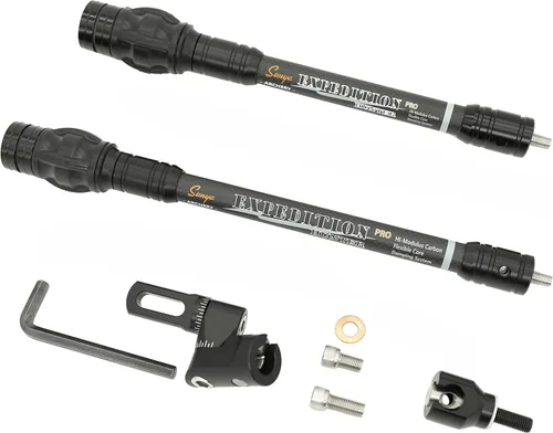 SUNYA Estabilizador de Arco para Arco Compuesto, Cuerpo de Fibra de Carbono con Núcleo Flexible, Sistema de Amortiguación y Kit de Pesas, 8", 10",