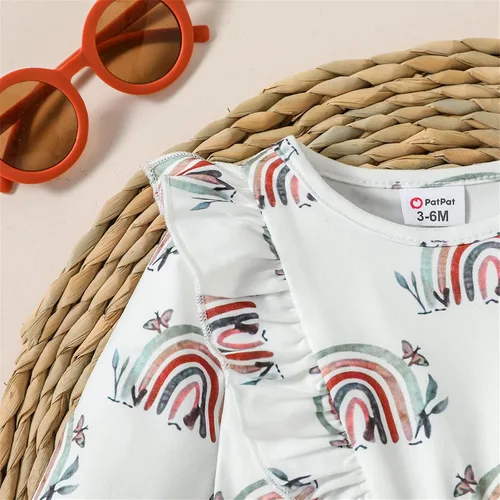 Vista 3 de PATPAT Conjunto de ropa de bebé niña de manga larga para otoño, conjunto de tops y pantalones para niños pequeños