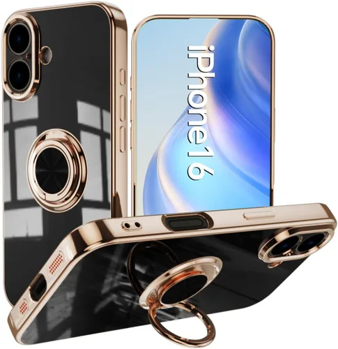Vista 71 de Compatible con iPhone 11 Kickstand, anillo de rotación de 360 grados integrado con borde de oro rosa brillante que funciona con soporte magnético
