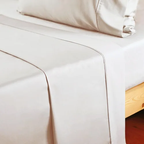 Vista 7 de Sábana Plana de Algodón Individual Solamente, Sábana Superior de 600 Hilos 100% Algodón Egipcio 1 Pieza, Sábanas Planas Frescas y Transpirables Beige