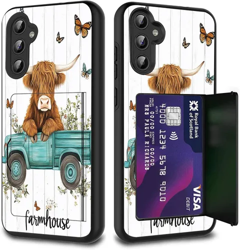 Vista 30 de Funda híbrida de doble capa con función atril para Samsung Galaxy A16 5G de 6.9 pulgadas, diseño de vaca con bandera estadounidense Bandera de Vaca