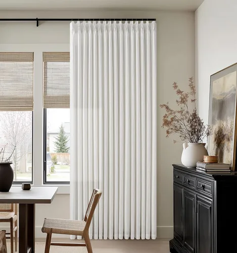 Vista 64 de Burlywood - Cortinas plisadas de lino de abedul de 94 pulgadas de largo, 2 paneles para sala de estar y dormitorio, con forma de entrenamiento