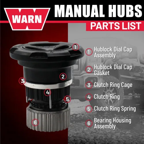 Vista 4 de WARN 95060 Buje de bloqueo manual premium con dial de acero inoxidable, sellos dobles y 35 estrías, negro, 1 par