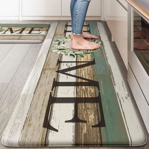 Vista 44 de KIMODE - Alfombra de cocina antifatiga para el piso, de 17.3 x 29 pulgadas, alfombra de cocina de estilo rústico, antideslizante, acolchada
