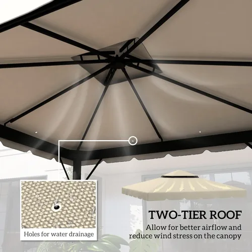 Vista 4 de Outsunny Toldo de repuesto para cenador de 10 x 10 pies, cubierta superior con techo doble ventilado para Outsunny de 9.7 x 9.7 pies, marco