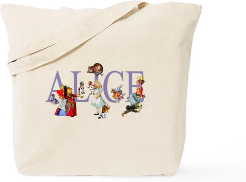 CafePress ALICE & FRIENDS IN WONDERLAND - Bolsa reutilizable de lona color beige natural