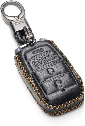 Vista 10 de Vitodeco Funda protectora de cuero genuino para llavero inteligente compatible con RAM 1500, RAM 2500, RAM 3500 2019 - 2026 (4 botones, negro)