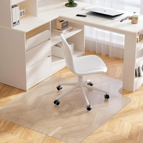 Vista 6 de Yecaye Desk Floor Mat for Hardwood Floor, 45"×53" Office Computer Chair Mat PVC Heavy Duty Chair Mat with Lip, Clear Floor Protector for Rolling