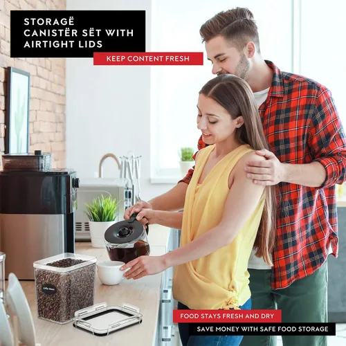 Vista 2 de DWËLLZA KITCHEN Juego de recipientes herméticos para almacenamiento de alimentos, 8 piezas, 1.4 litros, recipientes de plástico sin BPA