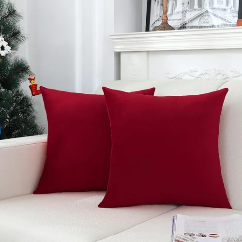 Vista 2 de Jeneoo Cómodas fundas de almohada de terciopelo suave para sofá, fundas de cojín cuadradas sólidas decorativas para dormitorio o automóvil