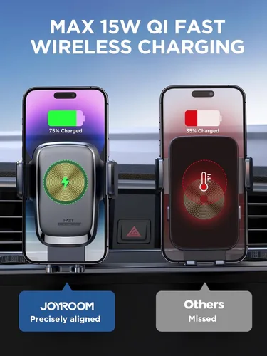 Vista 5 de Cargador inalámbrico para automóvil, 15W Qi carga rápida con sujeción automática, cargador para automóvil soporte para teléfono, soporte