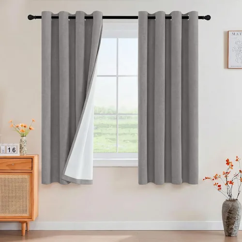 Vista 113 de Primitive - Cortinas opacas 100 % de lino texturizado natural para dormitorio, sala de estar, cortinas para ahorra energía, tela de arpillera