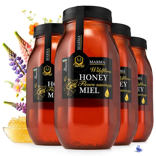 Vista 10 de HONIGMA® Miel de Acacia Marma Miel Cruda Auténtica de Ucrania 100% Pura y Sin Pasteurizar 1000g/35.2oz Puede Llegar Parcialmente