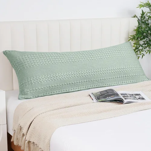 Vista 213 de PHF - Fundas de almohada 100% algodón con tejido gofre europeo, 26 x 26 pulgadas, 2 unidades para decoración elegante del hogar, para cama, sin