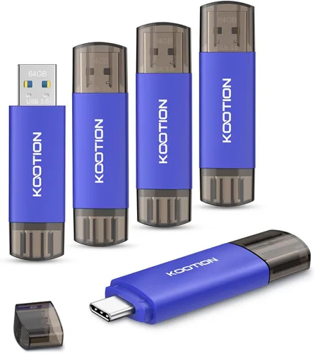 Vista 10 de KOOTION 32GB USB C Flash Drive 3-Pack 2 in 1 OTG USB 3.0/Type C Thumb Drive Dual Drive USB C Memory Stick for Smartphone Laptop Tablet PC, Blue