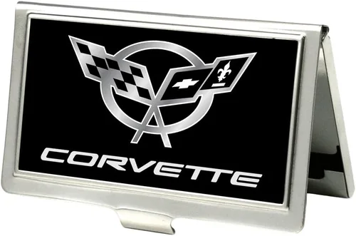 Vista 13 de Portatarjetas de visita 1965 Chevrolet Bowtie Negro Blanco Pequeño