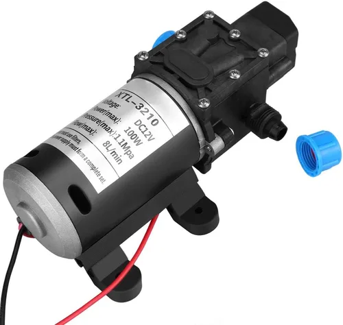 Vista 2 de Self Priming Water Pump, 12V DC 100W 8L/Min 160Psi High Pressure Diaphragm Self Priming for Wash