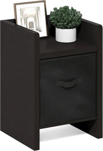 Vista 10 de Furinno ANDREY - Mesa auxiliar, mesa de centro, mesita de noche con estantes abiertos y contenedor de almacenamiento, mesa de cabecera, para sala