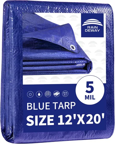 Vista 63 de RAINDEWAY Tarps 7x7 pies (paquete de 2) - 5.5 mil, cubierta de lona de polietileno impermeable multiusos con ojales de metal y bordes reforzados
