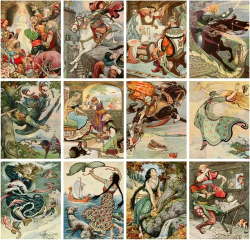 Vista 2 de Calendario de pared 2026 12 páginas de 8 x 12 pulgadas cuentos de hadas rusos ilustración de libro vintage