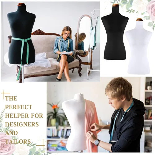 Vista 6 de Peryiter 2 Piezas Funda de Tela para Maniquí Suave y Elástica Cubierta de Maniquí de Ropa para Parte Superior del Cuerpo para Tienda Boutique