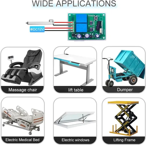 Vista 4 de QIACHIP DC 5V 6V 12V 24V 36V 48V 60V Motor Eléctrico Avance y Reversa Control Remoto Inalámbrico RF Módulo de Relé Interruptor, Receptor 433Mhz