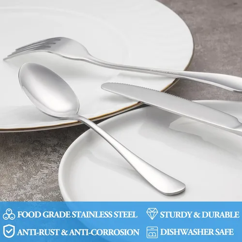 Vista 3 de Juego de 12 Cucharas de Cena, Cucharas de Acero Inoxidable de Grado Alimenticio Premium, Cuchara de Metal Duradera, Cuchara Sopera, Solo Cubiertos