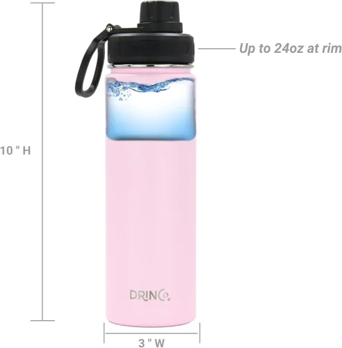 Vista 5 de Drinco - Botella de agua de acero inoxidable con boquilla, tapa aislada al vacío, botella de agua de doble pared, de boca ancha