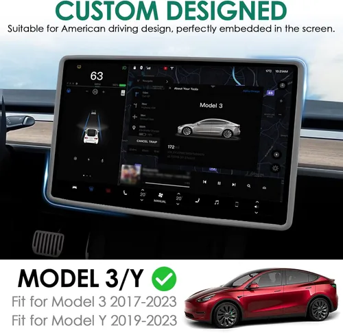 Vista 6 de Marco protector de pantalla compatible con Tesla Model 3 Modelo Y 2024 2023 2022 2021 2020 2019 cubierta protectora de borde de pantalla cubierta