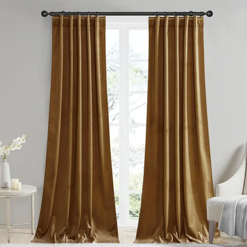 Vista 49 de StangH Cortinas de Terciopelo 42x84 pulgadas Beige Camello Oscurecedoras Resistentes al Calor Cobertura de Ventana Aplastadas Decoración del Hogar