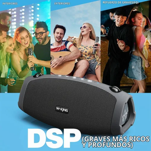 Vista 4 de W-KING Altavoces Bluetooth ruidosos portátiles, 120W máximo con micrófono
