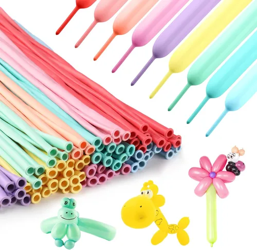 Vista 14 de 100 unidades de 260 globos negros largos para guirnalda de globos, engrosados, de látex delgado, para modelar animales, torsión, Halloween, Navidad