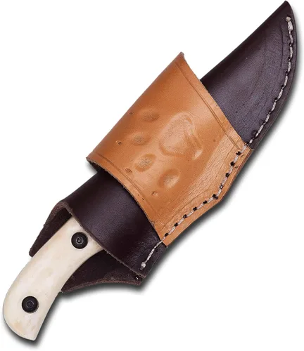 Vista 3 de YA FORGE- 7" Hand-Forged Damascus Steel Hunting knife, Majestic Camel Bone Handle, Unyielding 3" Fixed Blade, The Ultimate Survivalist’s Bowie Knife