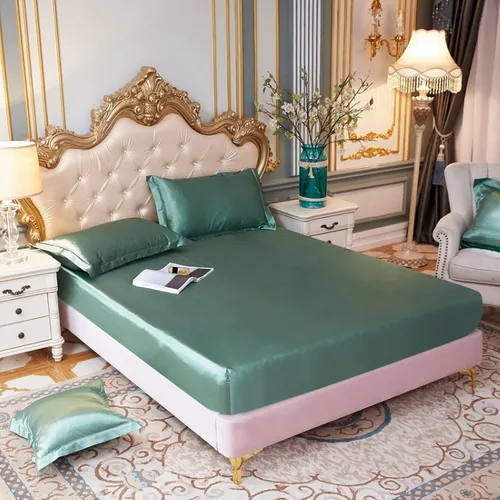 Vista 27 de FCLDESHOP Sábana bajera ajustable de microfibra cepillada de satén sedoso de color sólido, funda de colchón de bolsillo profundo para cama Negro