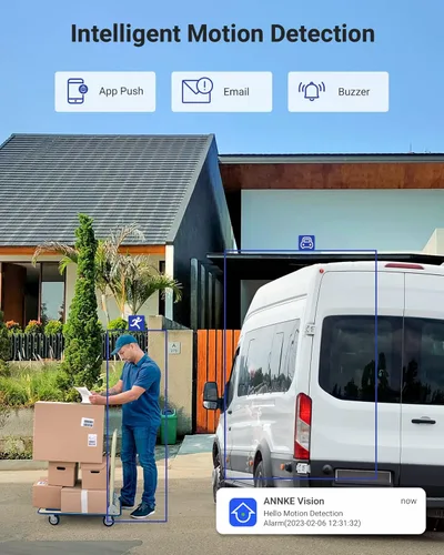 Vista 3 de Sistema de cámara de seguridad con cable para el hogar ANNKE con audio, DVR AI H.265+ de 8 canales 3K Lite con disco duro de 1 TB y 8 cámaras IP67