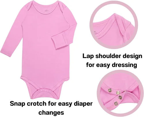 Vista 2 de Body para bebé con puños de manopla, rayón hecho de bambú, pijama de manga larga para niños y niñas