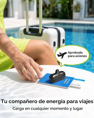 Vista 7 de Kuulaa Cargador portátil pequeño para iPhone con cable Lightning integrado de 5000 mAh, batería externa de carga rápida para iPhone 14/13/13 Negro