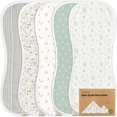 Vista 12 de 5 paquetes de paños de muselina para babero para bebé niño, niña - Paños de babero para bebé muy absorbentes, paños de muselina de algodón de bambú