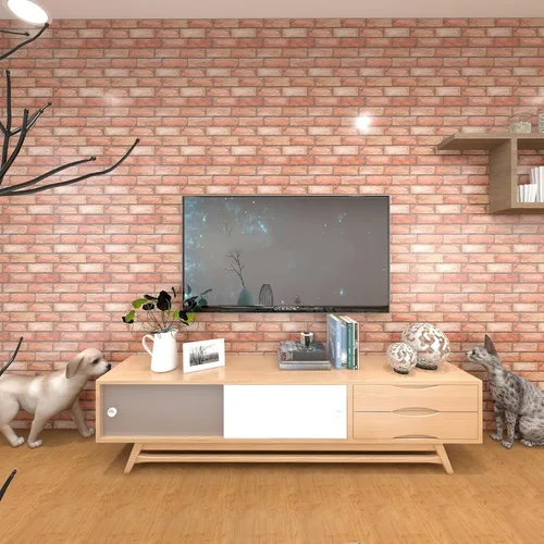 Vista 4 de Paneles de pared de ladrillo sintético 3D autoadhesivos, 10 azulejos de pared de PVC impermeables para despegar y pegar, papel tapiz decorativo