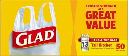Vista 16 de Glad Bolsas de basura altas para cocina, 13 galones, 50 unidades, paquete de 4 unidades (el embalaje puede variar)