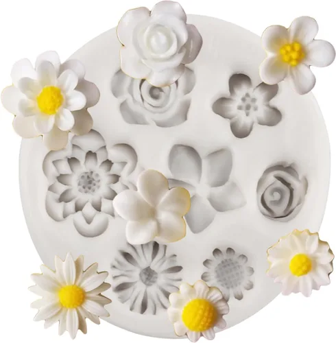 Vista 19 de Molde de caramelo de silicona rosa Mini flor Fondant moldes de chocolate para decoración de pasteles Decoración de cupcakes Pasta de goma