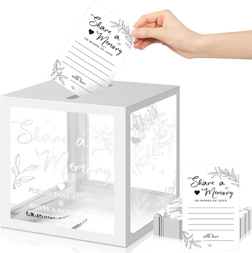 Vista 12 de Pajean 50 tarjetas de memoria Greenery Share a Memory Card para la celebración de la vida, caja de tarjetas de memoria con ventanas transparentes