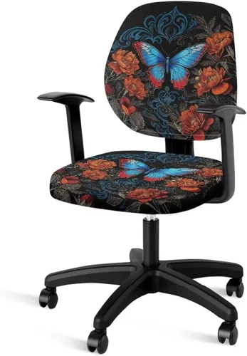 Vista 13 de Funda para silla de oficina de mariposa amarilla, fundas elásticas elásticas para silla de escritorio de oficina, funda suave para silla