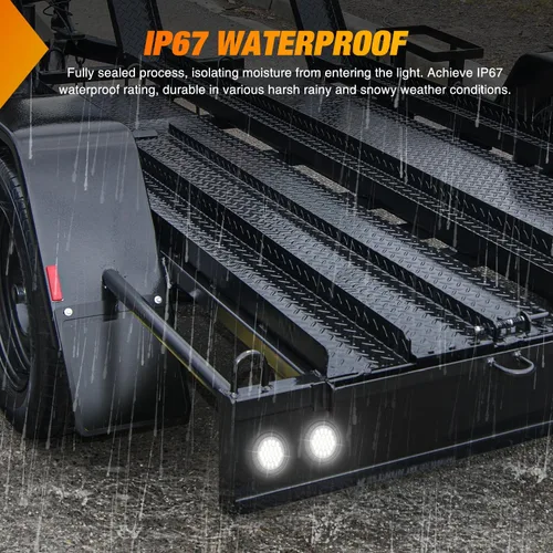 Vista 7 de Nilight Luz trasera redonda para remolque de 4 pulgadas, 2 unidades, 24 luces LED blancas de marcha atrás con ojales y conectores de montaje