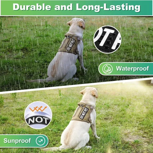 Vista 4 de Paquete de 2 parches para perros de servicio para arnés o collar de perro, letras grandes transparentes para una fácil visibilidad, para perros