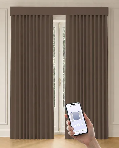 Vista 11 de Graywind Cortinas motorizadas con riel, cortinas inteligentes para oscurecer la habitación, cortinas cableadas compatibles con control remoto Alexa